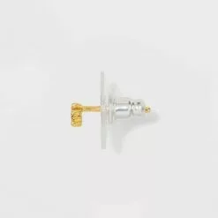 Sterling Silver with Cubic Zirconia Multi Shape Stud Earring Set 4pc - A New Day™ Gold