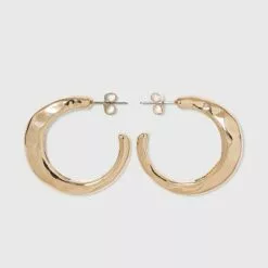 Shiny Flat Hammered Hoop Earrings - A New Day™ Gold -A New Day popular shop unnamed file 1027