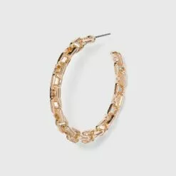 Gold Frozen Chain Hoop Earrings - A New Day™ Gold