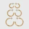 Pipe Hoop Earring Trio Set - A New Day™ Gold