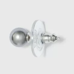 Sterling Silver Tri Color Pearl Stud Earring Set 3pc - A New Day™ Silver