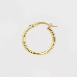 Sterling Silver Round Thin Hoop Earrings - A New Day™ Gold