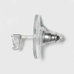 Sterling Silver with Cubic Zirconia Star, Moon, Tear Drop and Endless Hoop Stud Earring Set 5pc - A New Day™ Silver