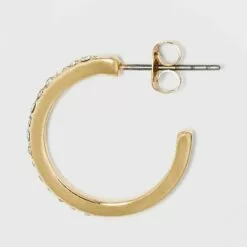 Pave Hoop and Charm Hoop Earring Set 8pc - A New Day™