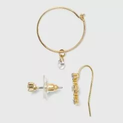 Charm Hoop, Stud and Ear Climber Earring Set 8pc - A New Day™