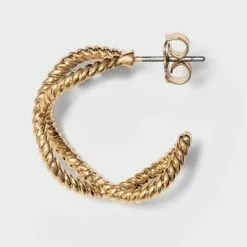 Criss Cross Textured Small Hoop Earrings - A New Day™ Gold