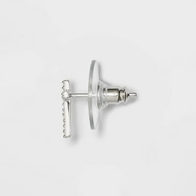 Sterling Silver Cubic Zirconia Round Stud and Cross Earring Set - A New Day™ Silver 3 Sterling Silver Cubic Zirconia Round Stud and Cross Earring Set - A New Day™ Silver