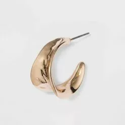 Chunky Hammered Hoop Earrings - A New Day™ Gold