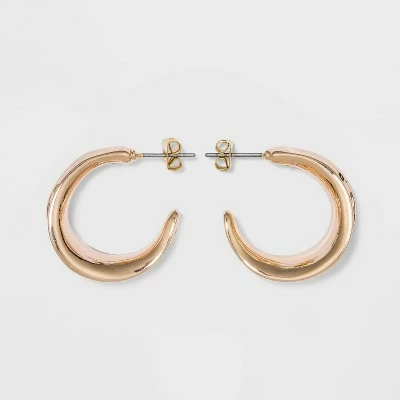 Chunky Hammered Hoop Earrings - A New Day™ Gold 4 Chunky Hammered Hoop Earrings - A New Day™ Gold - Image 2