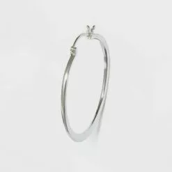 Large Flat Tapered Hoop Sterling Silver Earrings - A New Day™ Silver