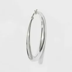Silver Plated Graduated Hoop Earrings 50mm - A New Day™ Silver