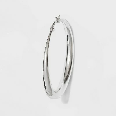 Silver Plated Graduated Hoop Earrings 50mm - A New Day™ Silver 3 Silver Plated Graduated Hoop Earrings 50mm - A New Day™ Silver