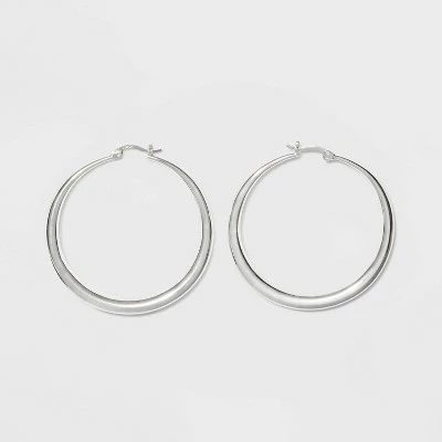Silver Plated Graduated Hoop Earrings 50mm - A New Day™ Silver 4 Silver Plated Graduated Hoop Earrings 50mm - A New Day™ Silver - Image 2
