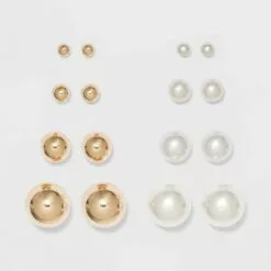 Stud Earring Set 8pc - A New Day™ Gold/Pearl -A New Day popular shop unnamed file 1189