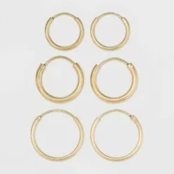 Gold Over Sterling Silver Endless Hoop Fine Jewelry Earring Set 3pc - A New Day™ Gold 7 Gold Over Sterling Silver Endless Hoop Fine Jewelry Earring Set 3pc - A New Day™ Gold -A New Day popular shop unnamed file 1207