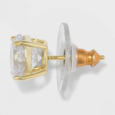 Gold Over Sterling Silver Round Cubic Zirconia Stud Fine Jewelry Earring Set 2pc - A New Day™ Gold/Clear 3 Gold Over Sterling Silver Round Cubic Zirconia Stud Fine Jewelry Earring Set 2pc - A New Day™ Gold/Clear