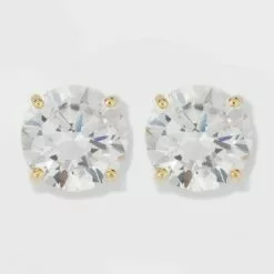 Gold Over Sterling Silver Round Cubic Zirconia Stud Fine Jewelry Earrings - A New Day™ Gold/Clear -A New Day popular shop unnamed file 1222