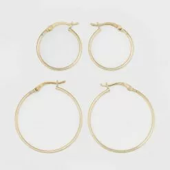 Gold Over Sterling Silver Hoop Fine Jewelry Earring Set 2pc - A New Day™ Gold -A New Day popular shop unnamed file 1233
