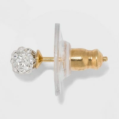 Gold Over Sterling Silver Stud Earring Set 3ct - A New Day™ Clear 3 Gold Over Sterling Silver Stud Earring Set 3ct - A New Day™ Clear