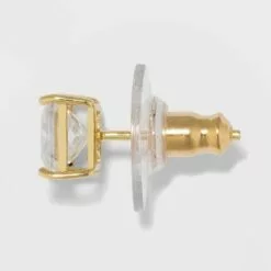 Gold Over Sterling Silver Stud Earring Set 2ct - A New Day™ Clear