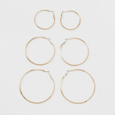 Hoop Earrings 3pc - A New Day™ Gold 4 Hoop Earrings 3pc - A New Day™ Gold - Image 2