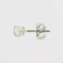 Cubic Zirconia Studs and Hoop Multi Earring Set 8pc - A New Day™ Silver