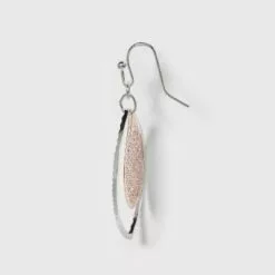 Leaf and Open Oval Drop Earrings - A New Day™ Silver/Rose Gold
