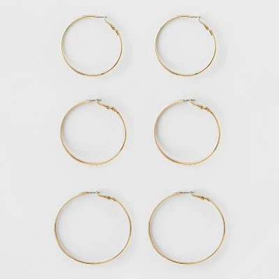 Hoop Earring Set 3ct - A New Day Gold 4 Hoop Earring Set 3ct - A New Day Gold - Image 2