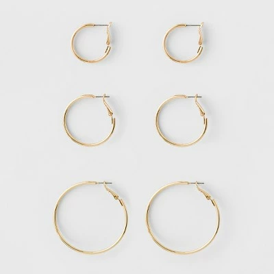 Hoop Earring Set 3ct - A New Day Gold 6 Hoop Earring Set 3ct - A New Day Gold - Image 4