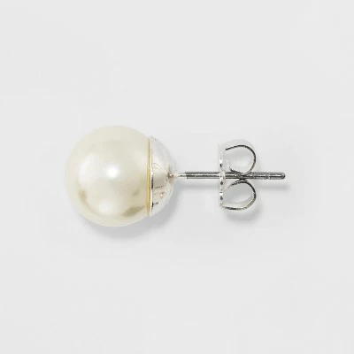 Faux Pearl Stud Earring Set 3ct - A New Day™ Silver 3 Faux Pearl Stud Earring Set 3ct - A New Day™ Silver
