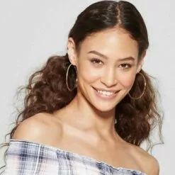 Large Knife Edge Hoop Earrings - A New Day™ Gold