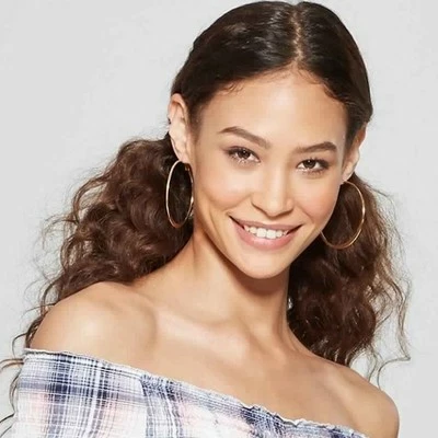 Large Knife Edge Hoop Earrings - A New Day™ Gold 3 Large Knife Edge Hoop Earrings - A New Day™ Gold