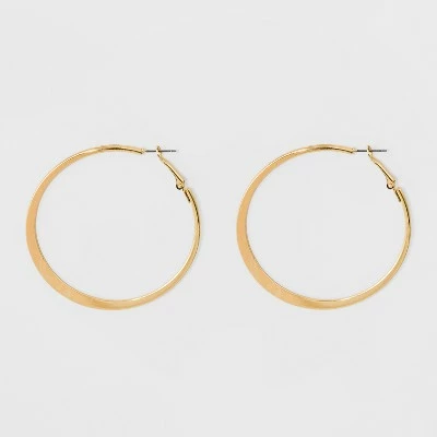 Large Knife Edge Hoop Earrings - A New Day™ Gold 5 Large Knife Edge Hoop Earrings - A New Day™ Gold - Image 3