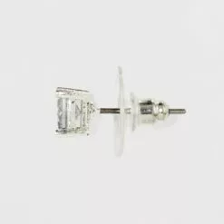 Women's Fashion Trio Crystal Round Stud Earring Set 3pc - A New Day™ Silver