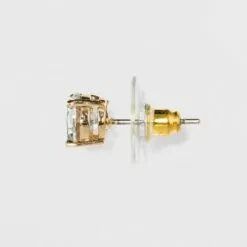 Women's Fashion Trio Crystal Round Stud Earring Set 3pc - A New Day™ Silver/Gold