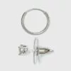 Women's Sterling Silver Crystal Fireball Stud Earrings and Endless Hoop Earring Set 3pc - A New Day™ Silver/Clear -A New Day popular shop unnamed file 1403