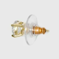 Cubic Zirconia Round Stud Earrings with 14k Gold Plating over Sterling Silver - A New Day™ Gold