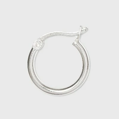 Women's Sterling Silver Tube and Square Cut Hoop Earring Set 2pc - A New Day™ Silver 3 Women's Sterling Silver Tube and Square Cut Hoop Earring Set 2pc - A New Day™ Silver