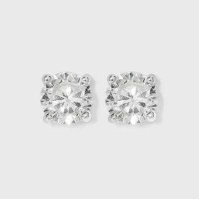 Women's Sterling Silver Cubic Zirconia Stud Earrings - A New Day™ Silver/Clear 4 Women's Sterling Silver Cubic Zirconia Stud Earrings - A New Day™ Silver/Clear - Image 2