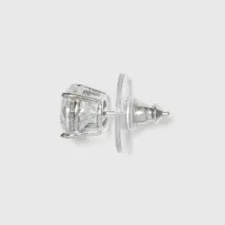 Sterling Silver Cubic Zirconia Duo Stud Earring Set 2pc - A New Day™ Clear