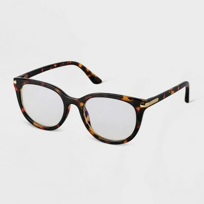 Women's Tortoise Shell Cateye Blue Light Filtering Reading Glasses - A New Day™ Brown 2 Women's Tortoise Shell Cateye Blue Light Filtering Reading Glasses - A New Day™ Brown