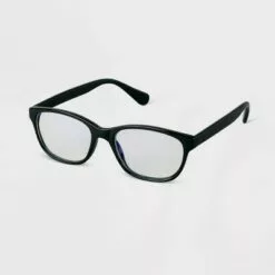 Women's Square Blue Light Filtering Reading Glasses - A New Day™ Black