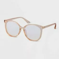 Women's Oversized Cateye Blue Light Filtering Glasses - A New Day™ Tan