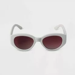 Women's Plastic Oval Sunglasses - A New Day™ White -A New Day popular shop unnamed file 1557