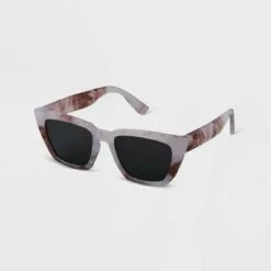 Women's Angular Rectangle Sunglasses - A New Day™ Gray