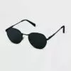 Women's Metal Round Sunglasses - A New Day™ Black