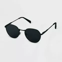 Women's Metal Round Sunglasses - A New Day™ Black