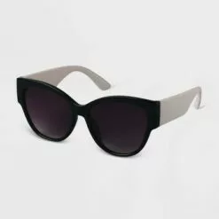 Women's Plastic Cat Eye Sunglasses - A New Day™ Black/white