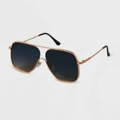 Women's Metal Aviator Sunglasses - A New Day™ Gold