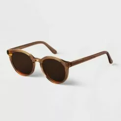 Women's Acetate Round Sunglasses - A New Day™ Brown